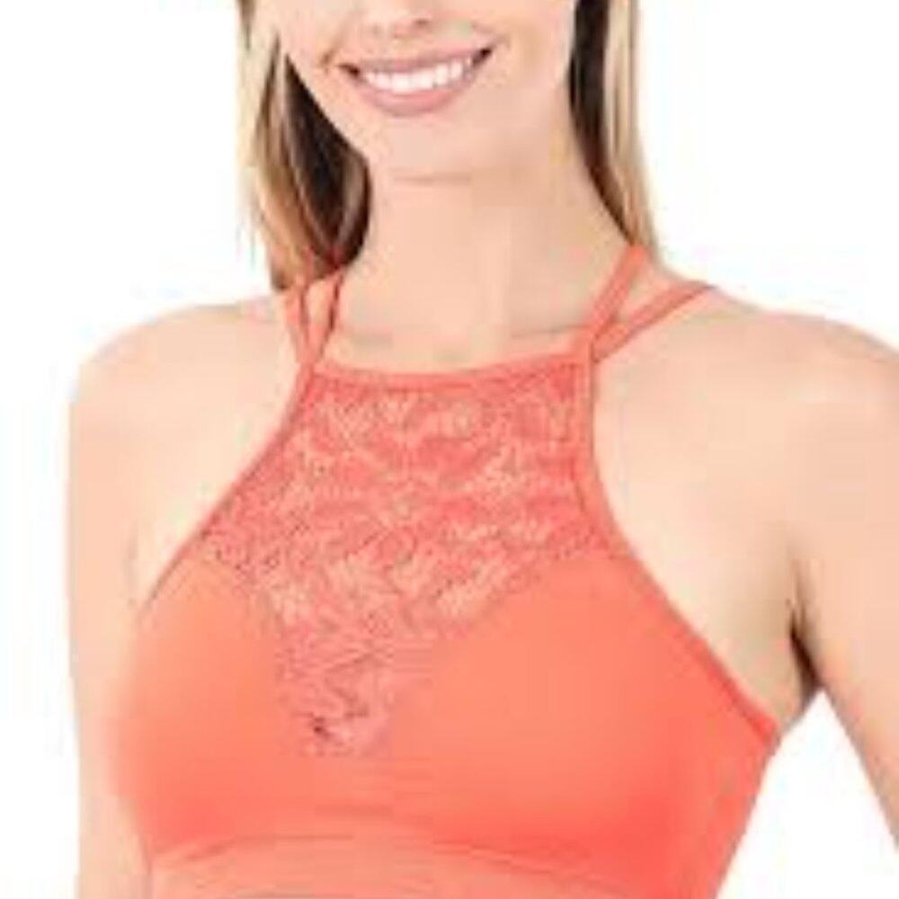ZENANA PEACHY/ORANGE KAY LACE BRA SIZE LARGE/XL